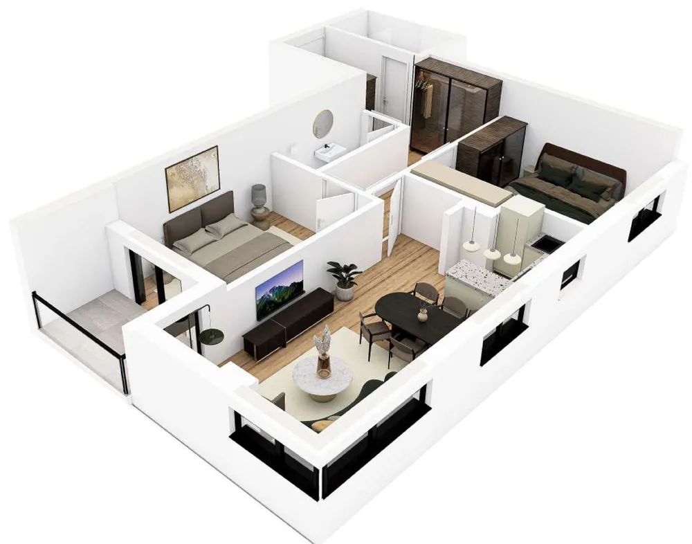 3D prikaz stana STAN 04, trosoban