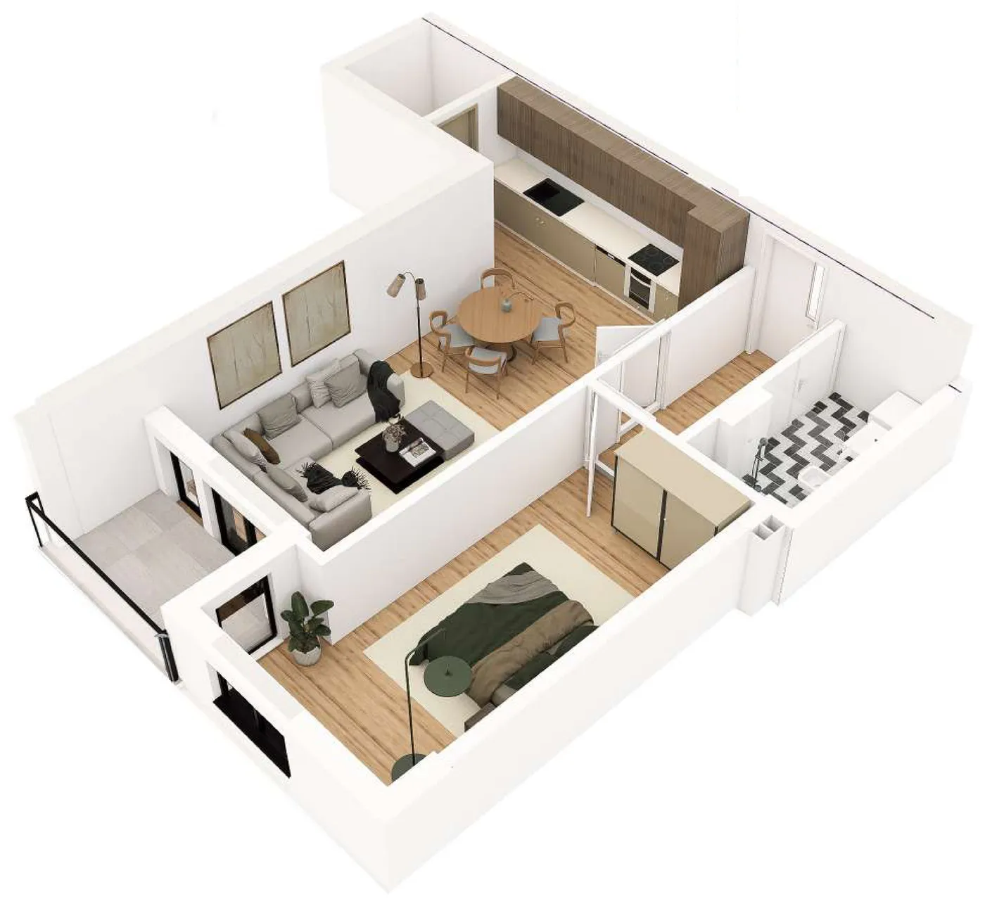 3D prikaz stana STAN 55